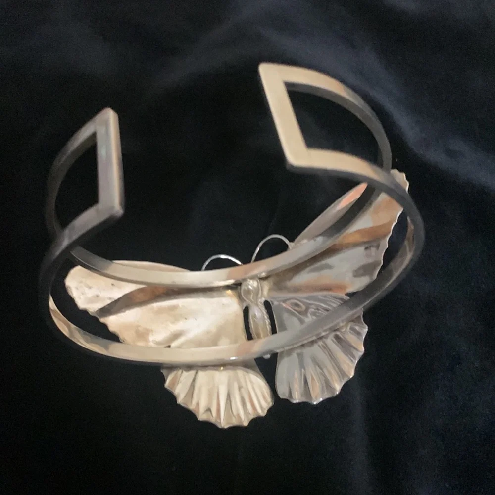 Large Silver Butterfly Bracelet - Picture 6 of 11